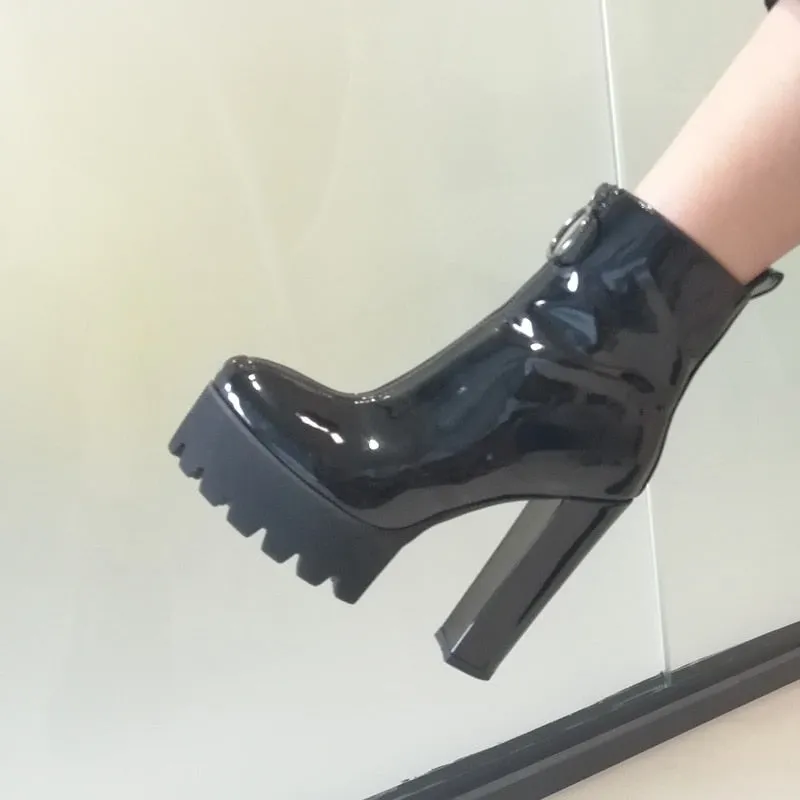 Patent Leather Ankle Boots