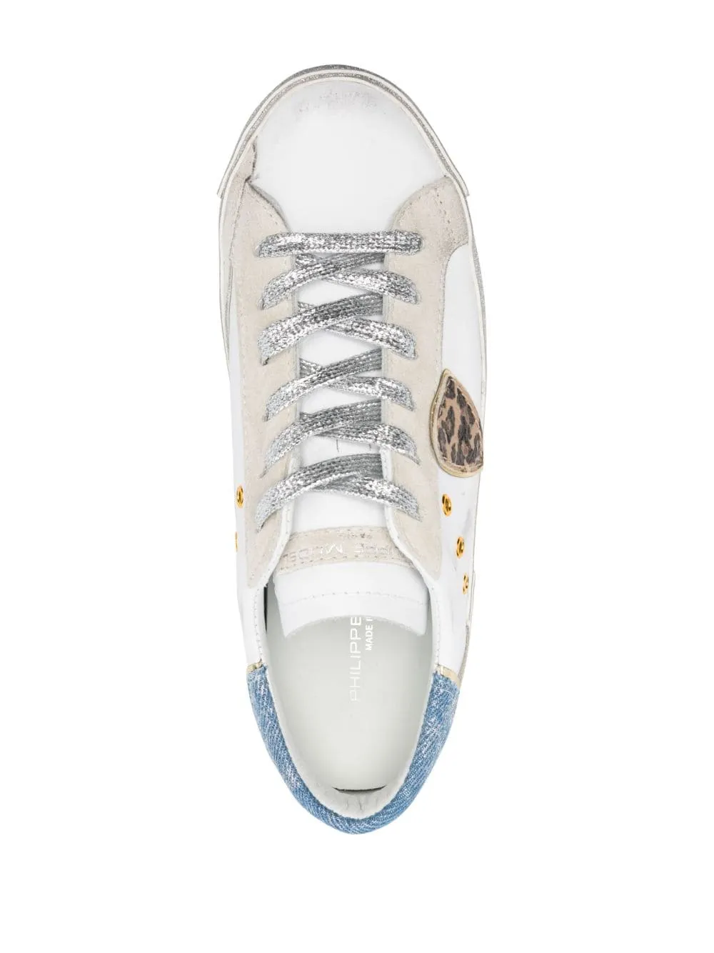 Philippe Model PRSX Low Sneaker in Denim Veau Mixa