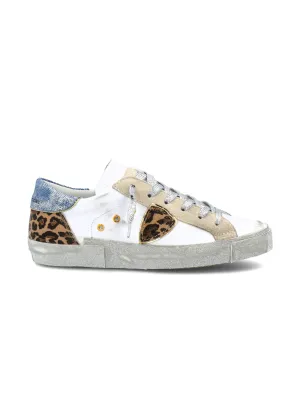 Philippe Model PRSX Low Sneaker in Denim Veau Mixa