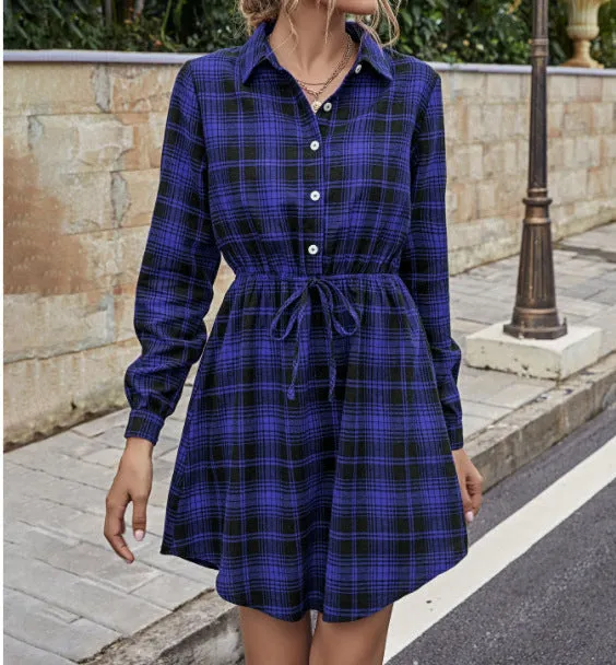 Plaid Print Tied Collar Romper