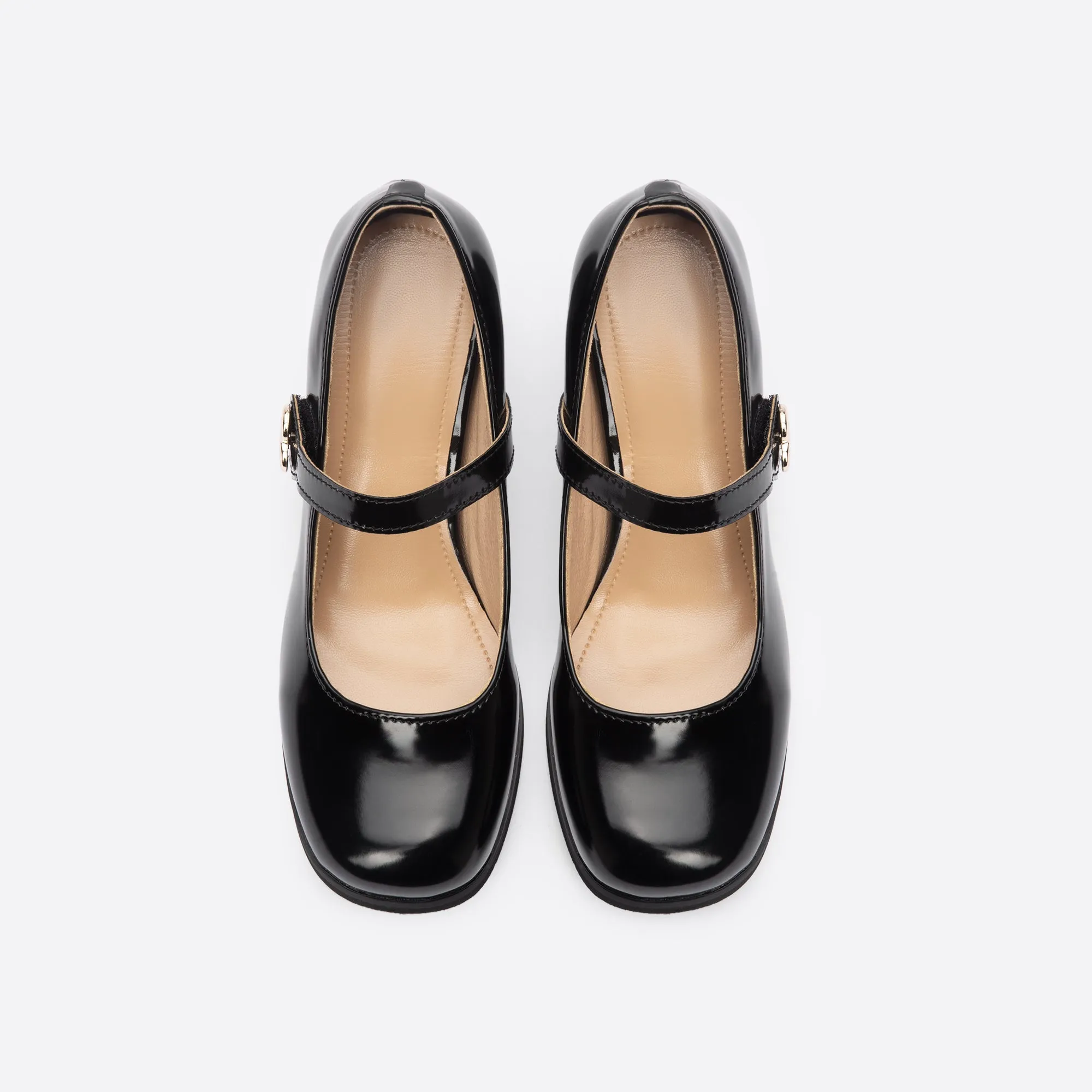 Purpdrank - Women Buckle Decor Chunky Heeled Mary Janes
