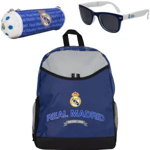 Real Madrid Fan Bundle: Single Zipper Backpack, Folding Sunglasses & Accessory Case   Free Shipping