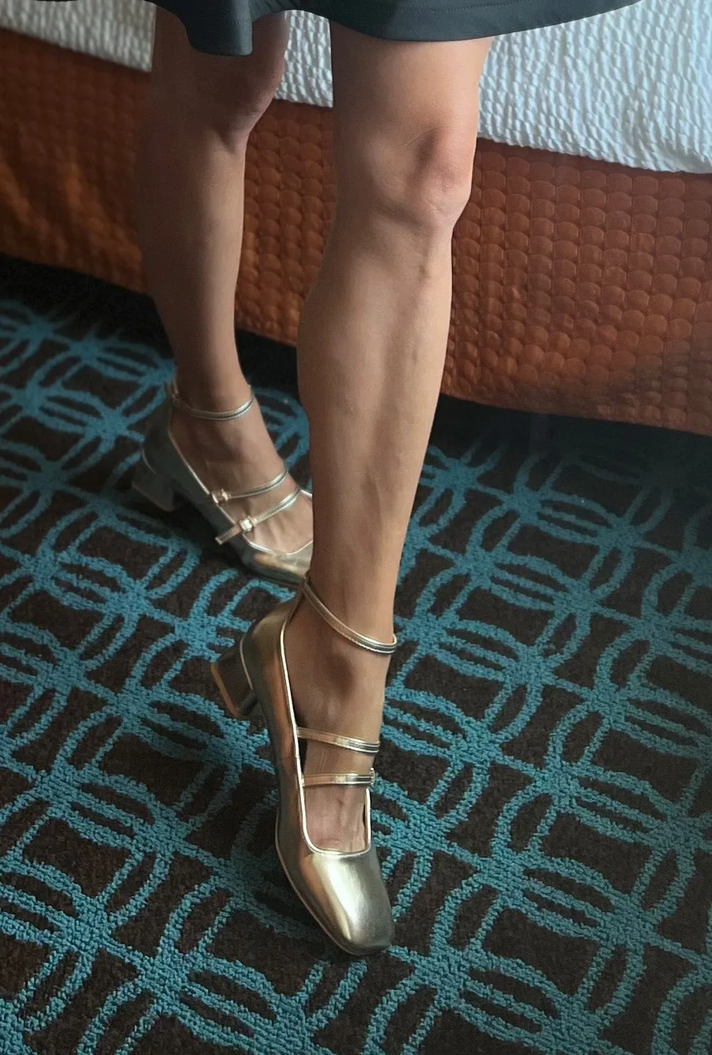 SAMPLE - Square Toe Mary Jane - Gold