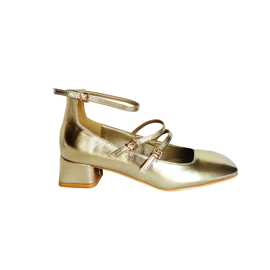 SAMPLE - Square Toe Mary Jane - Gold