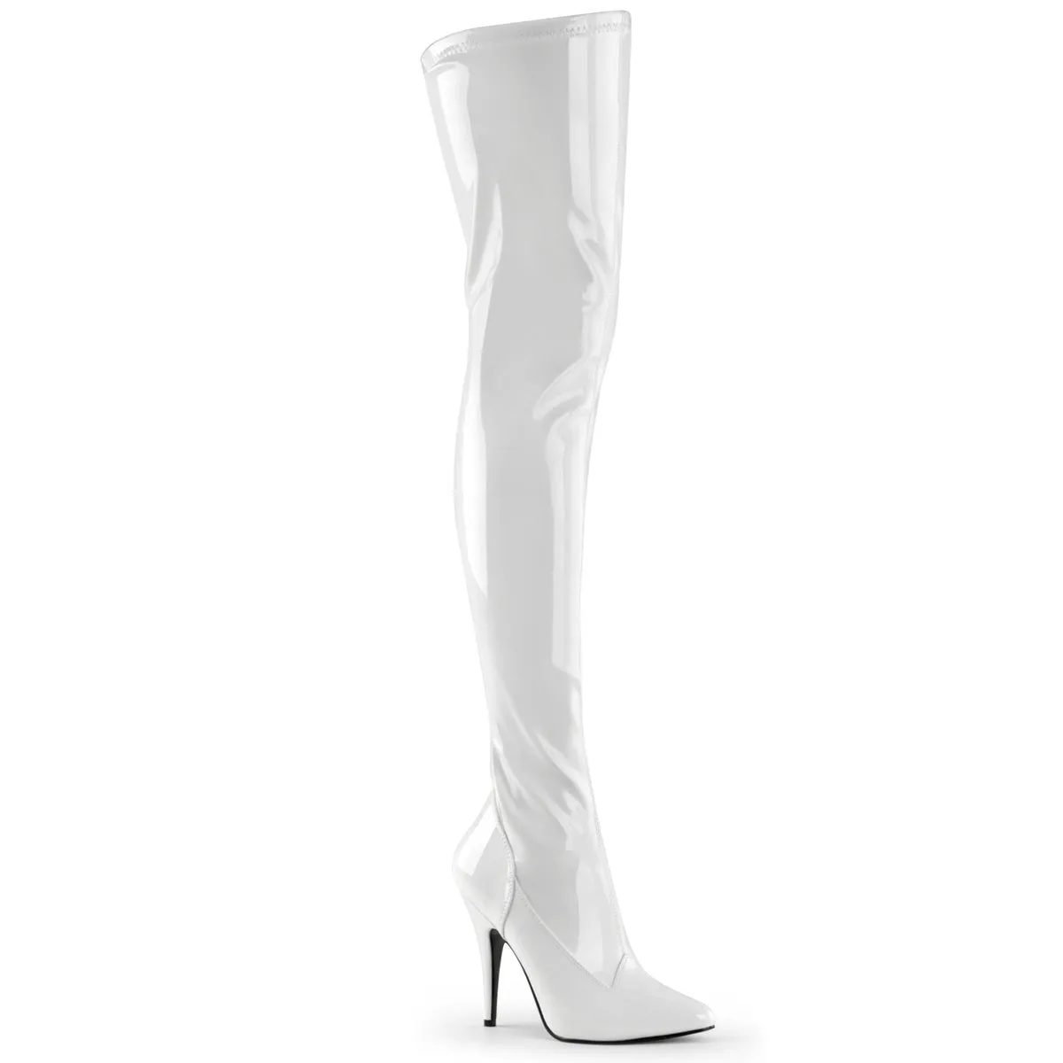 Seduce-3000 White Str Patent, 5" Heels