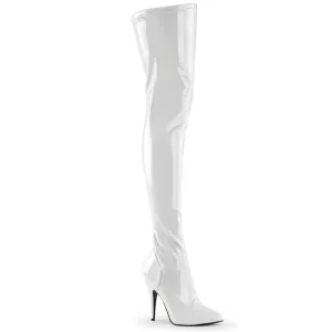 Seduce-3000 White Str Patent, 5" Heels