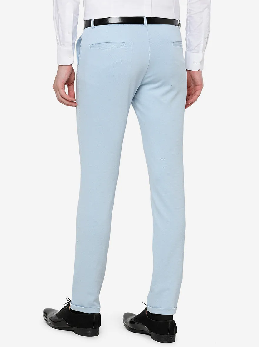 Sky Blue Solid Slim Fit Club Wear Trouser | JB Studio