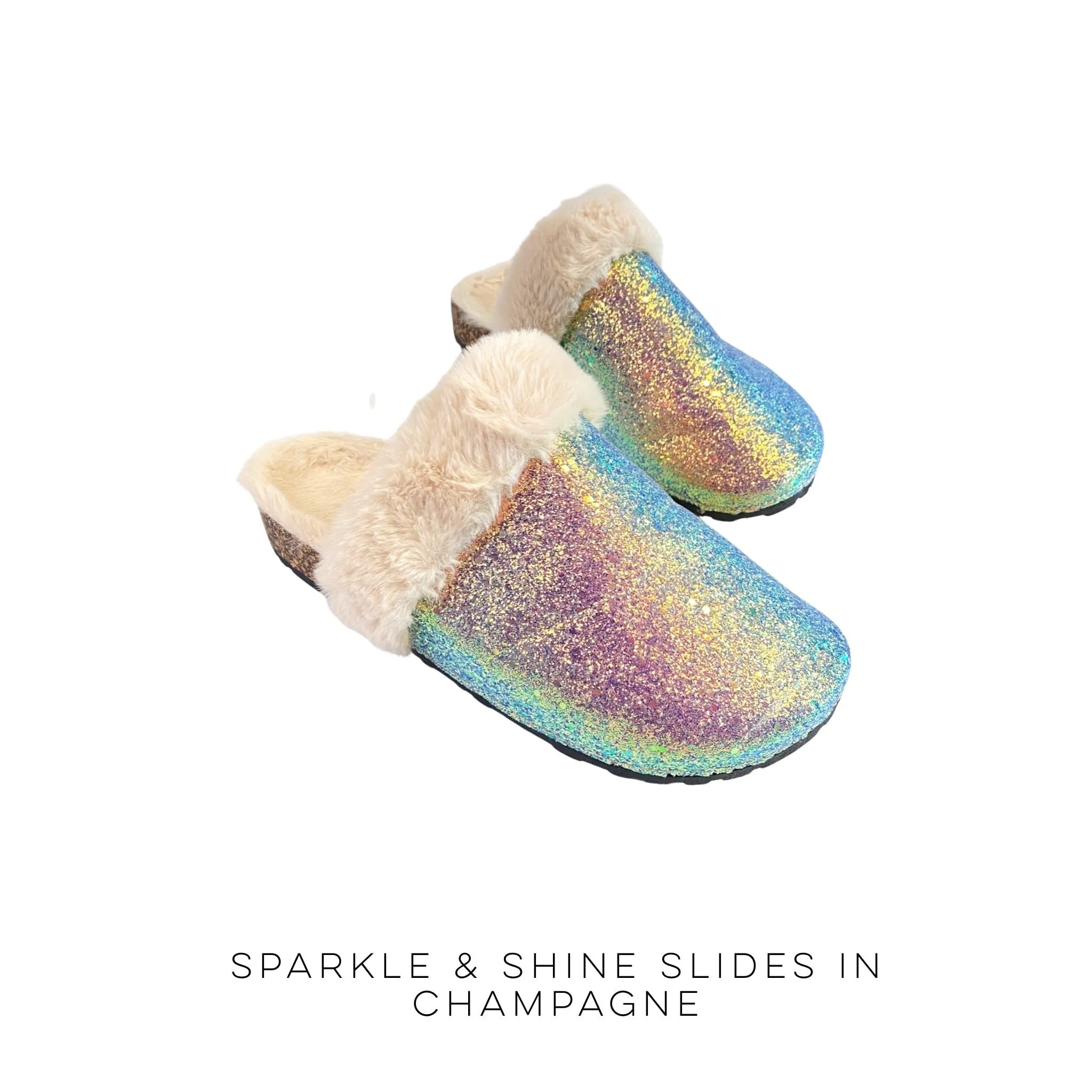 Sparkle & Shine Slides in Champagne