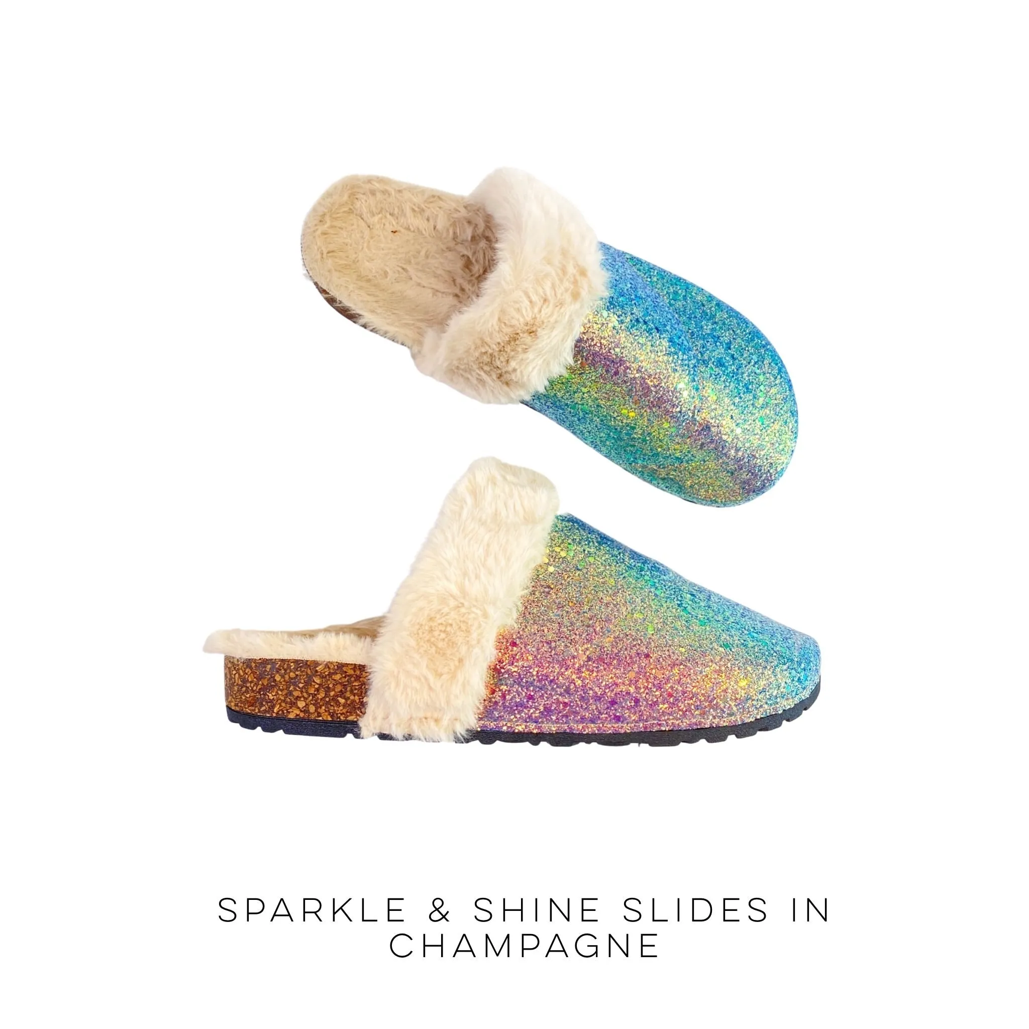 Sparkle & Shine Slides in Champagne