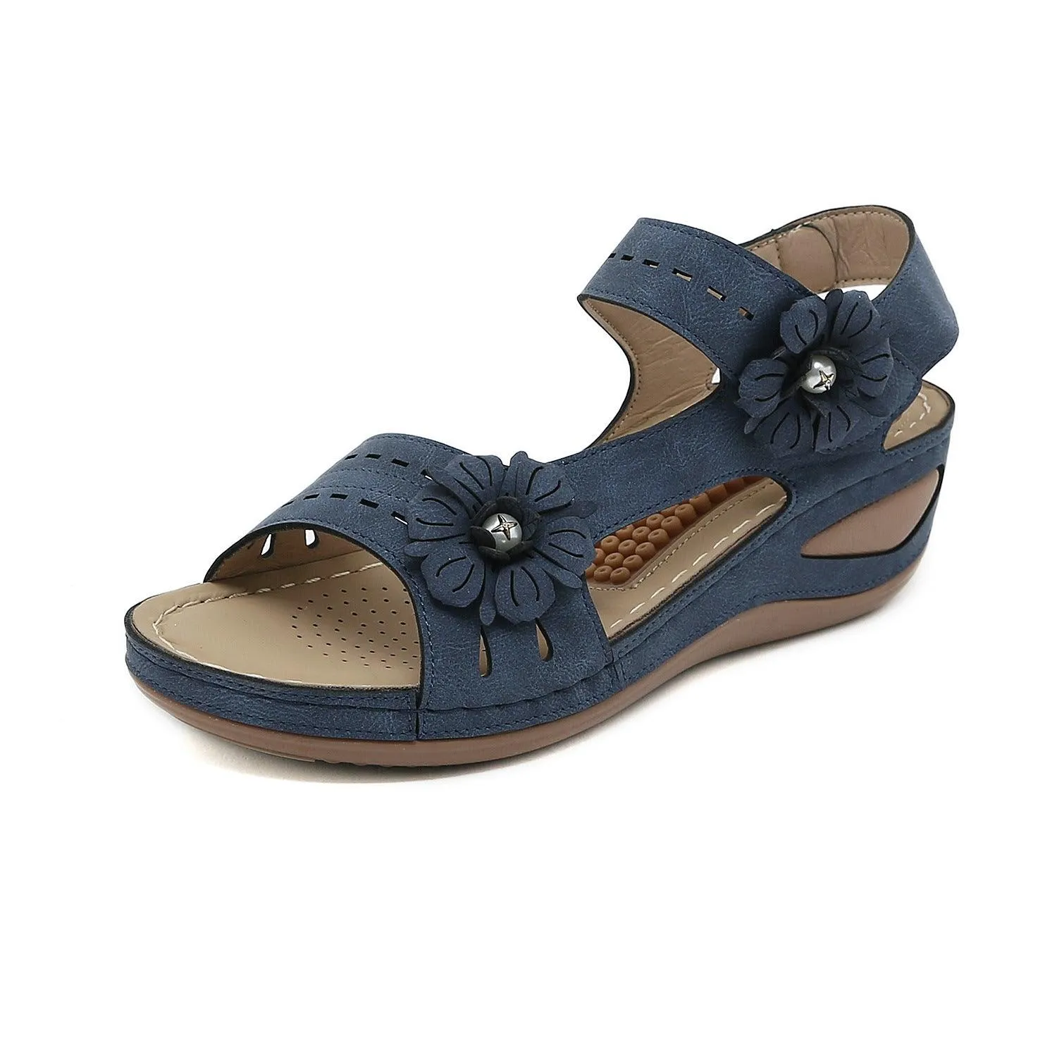 Synthetic Leather European And American Sandals Women's Casual Mom Shoes Plus Size Wedge Sandals