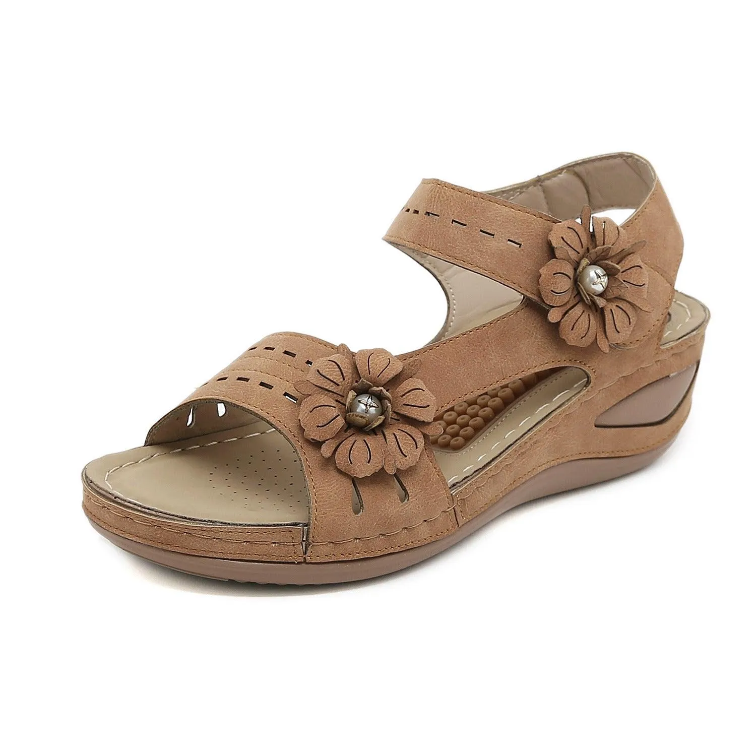 Synthetic Leather European And American Sandals Women's Casual Mom Shoes Plus Size Wedge Sandals