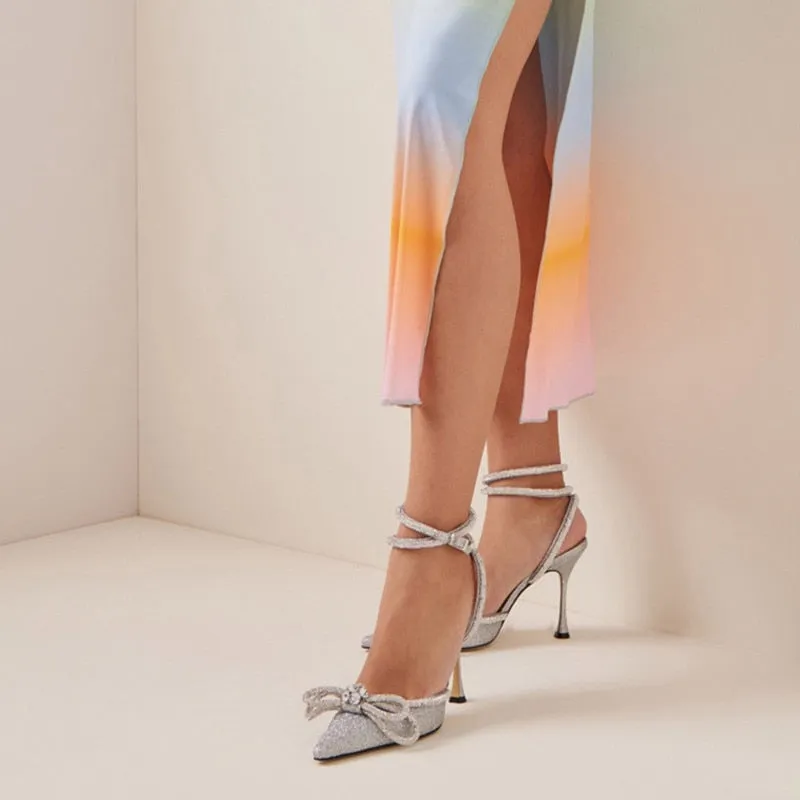 Tacco specchietti glitter con fiocco