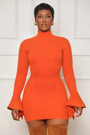 Tell Me More High Neck Mini Dress (Orange)- FINAL SALE
