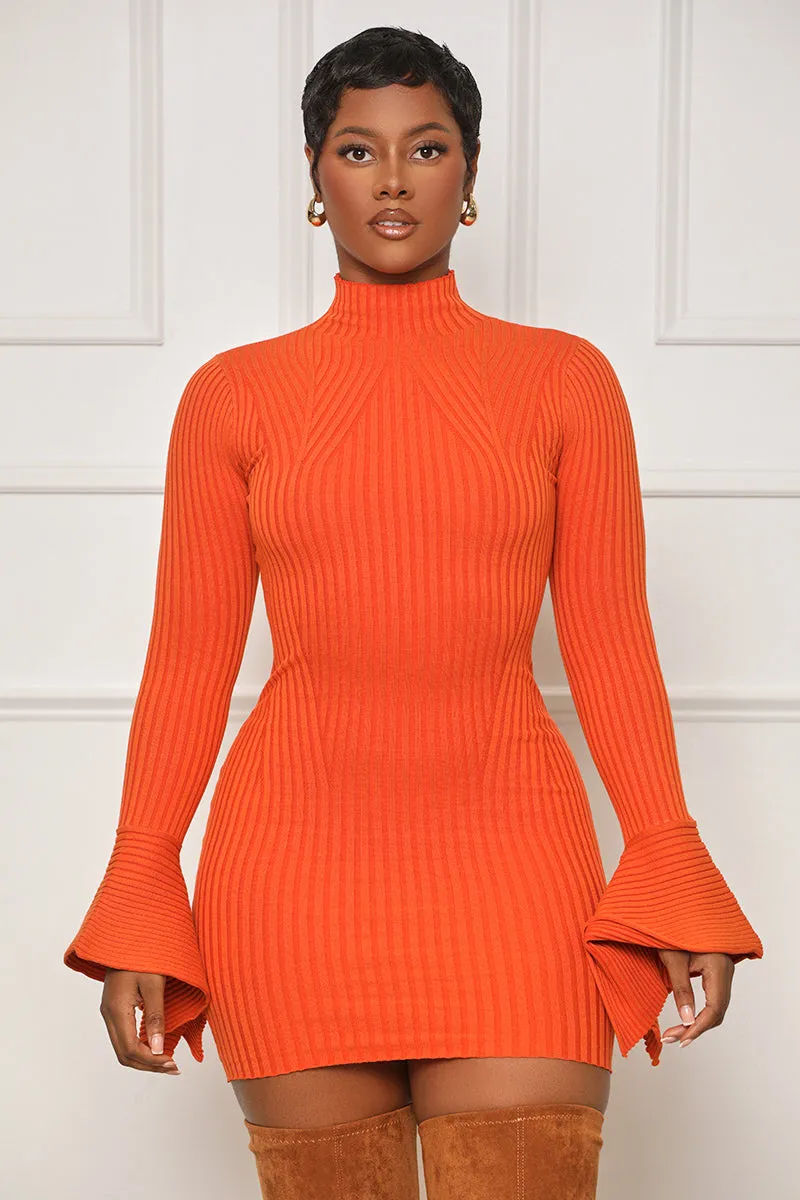Tell Me More High Neck Mini Dress (Orange)- FINAL SALE