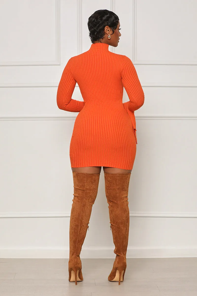Tell Me More High Neck Mini Dress (Orange)- FINAL SALE