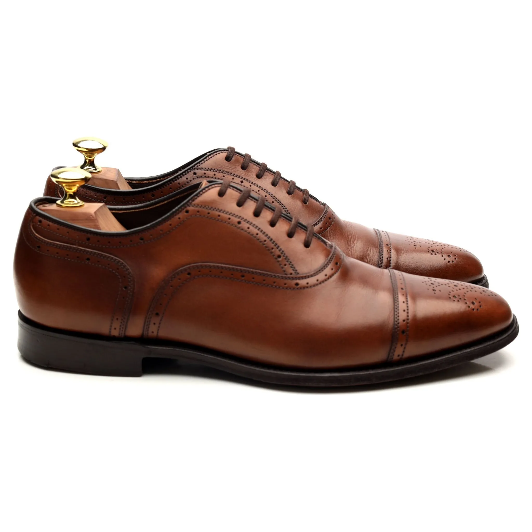 'Tenby' Brown Leather Oxford Semi Brogues UK 7 G