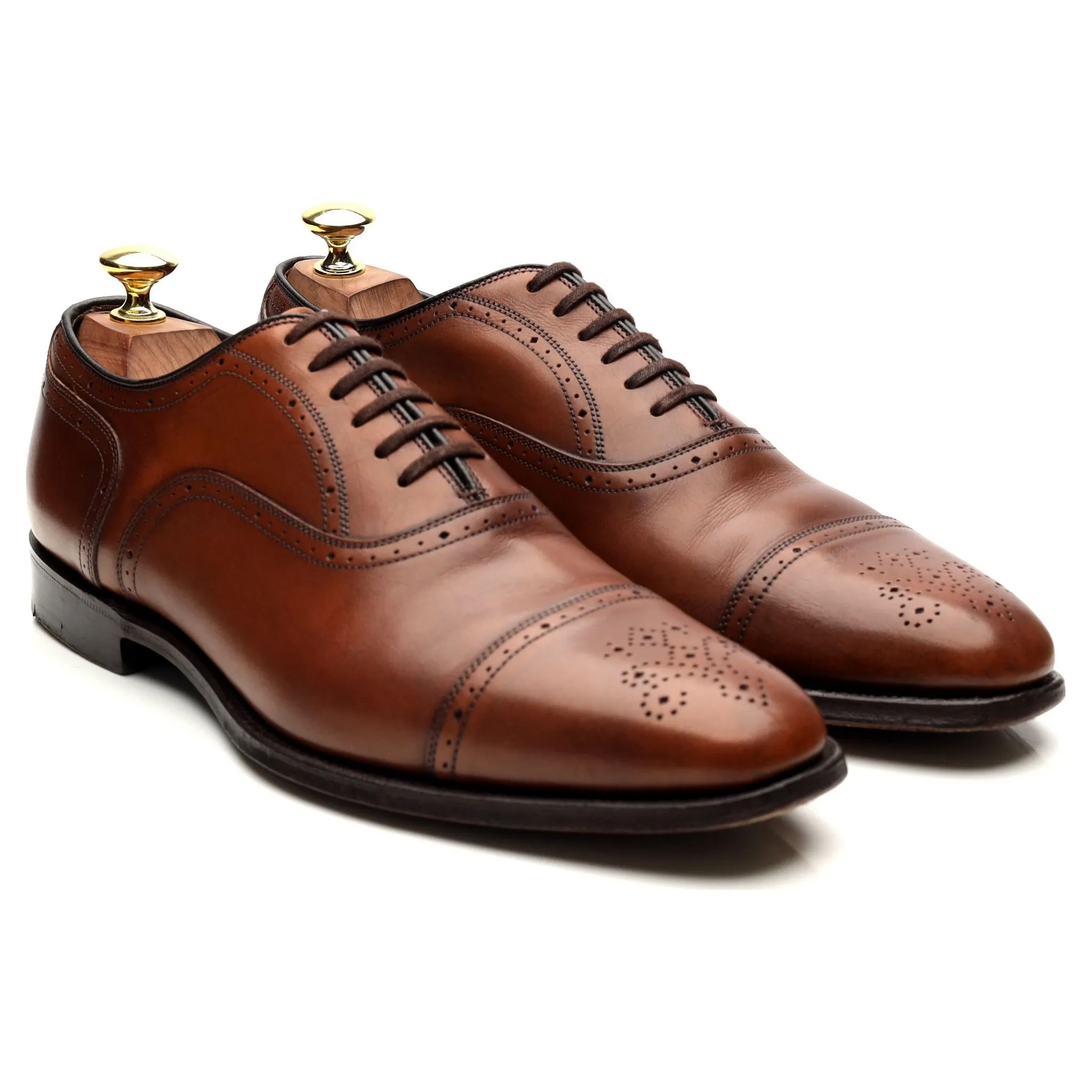'Tenby' Brown Leather Oxford Semi Brogues UK 7 G