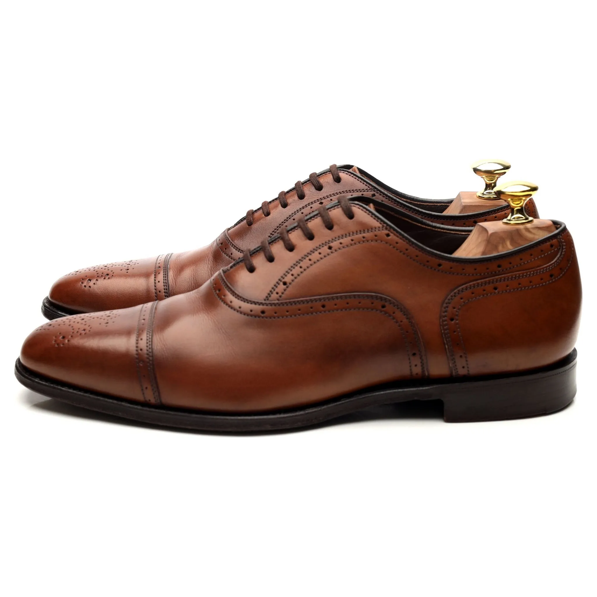 'Tenby' Brown Leather Oxford Semi Brogues UK 7 G