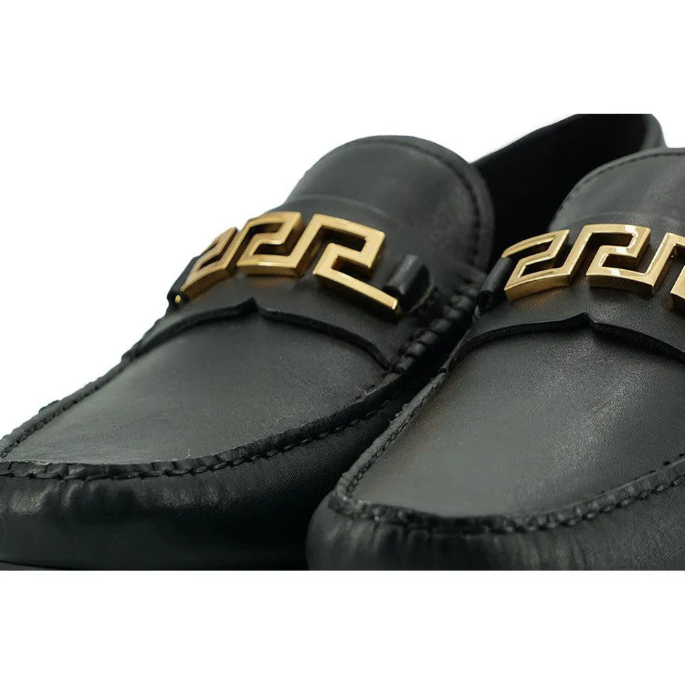 Versace Elegant Black Calf Leather Men's Loafers