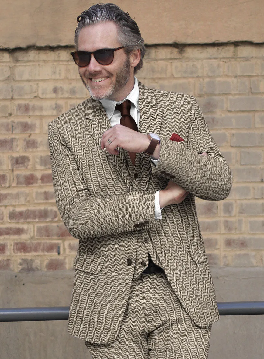 Vintage Herringbone Brown Tweed Jacket