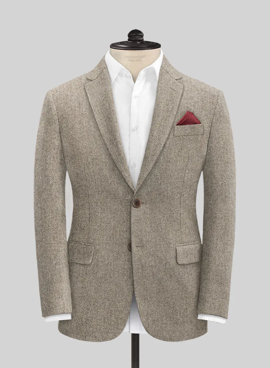 Vintage Herringbone Brown Tweed Jacket