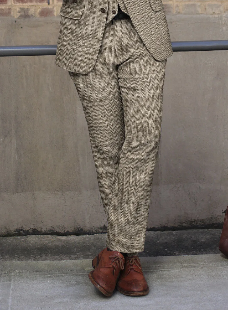 Vintage Herringbone Brown Tweed Pants