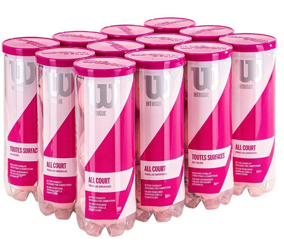 Wilson Intrigue Pink All Court Tennis Balls Case - 12 of 3 Ball Cans (36 balls)