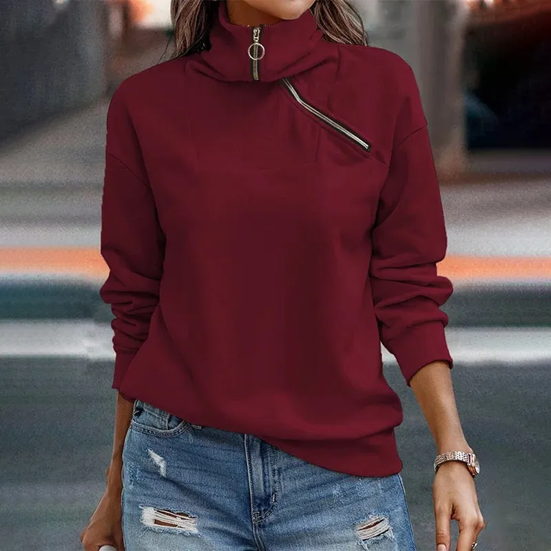 Women's Casual Sweatshirt Long Sleeve 1/4 Zipper Collar