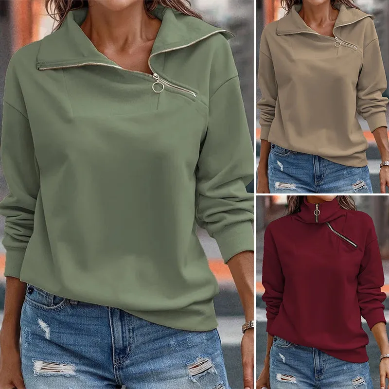 Women's Casual Sweatshirt Long Sleeve 1/4 Zipper Collar