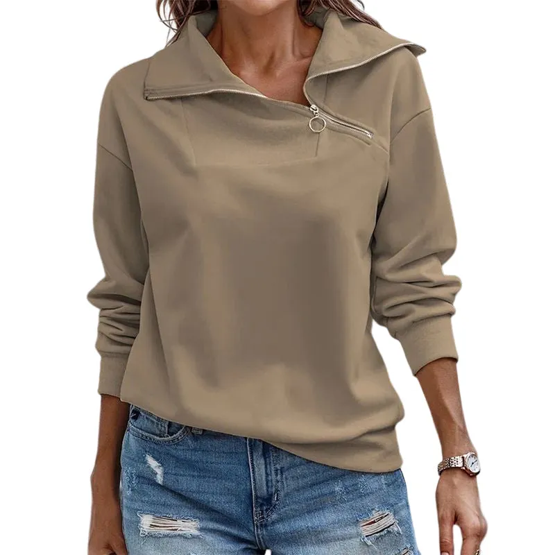 Women's Casual Sweatshirt Long Sleeve 1/4 Zipper Collar