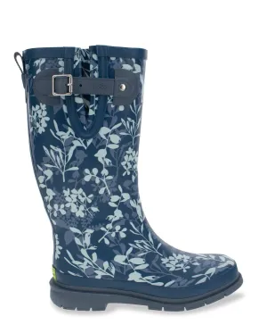 Women's Leafy Branches Tall Rain Boot - Navy