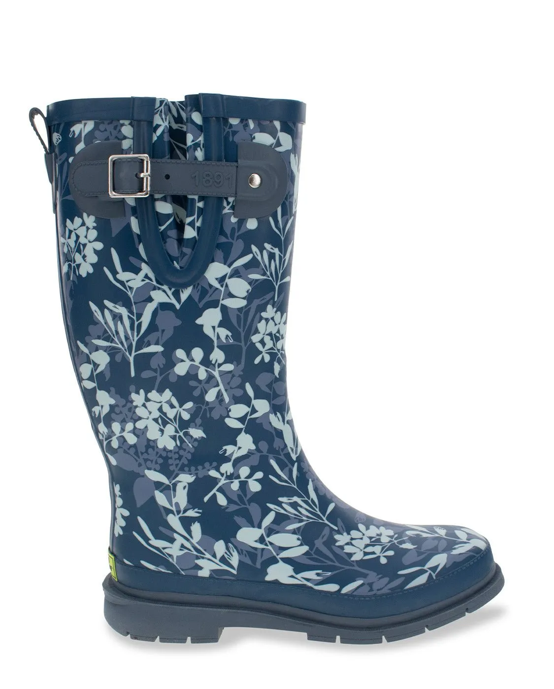 Women's Leafy Branches Tall Rain Boot - Navy