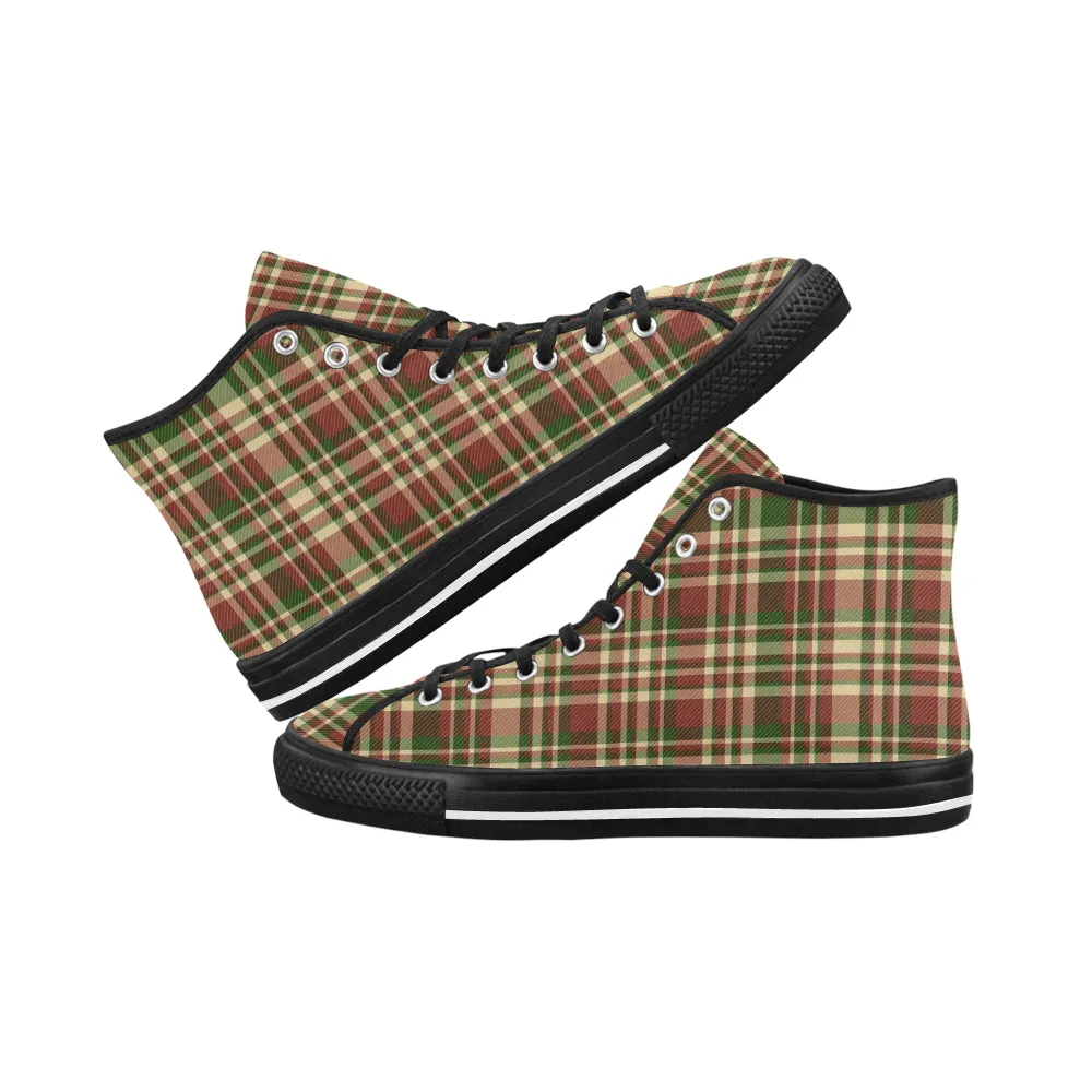 Women's Plaids Christmas Print Canvas High Top Shoes