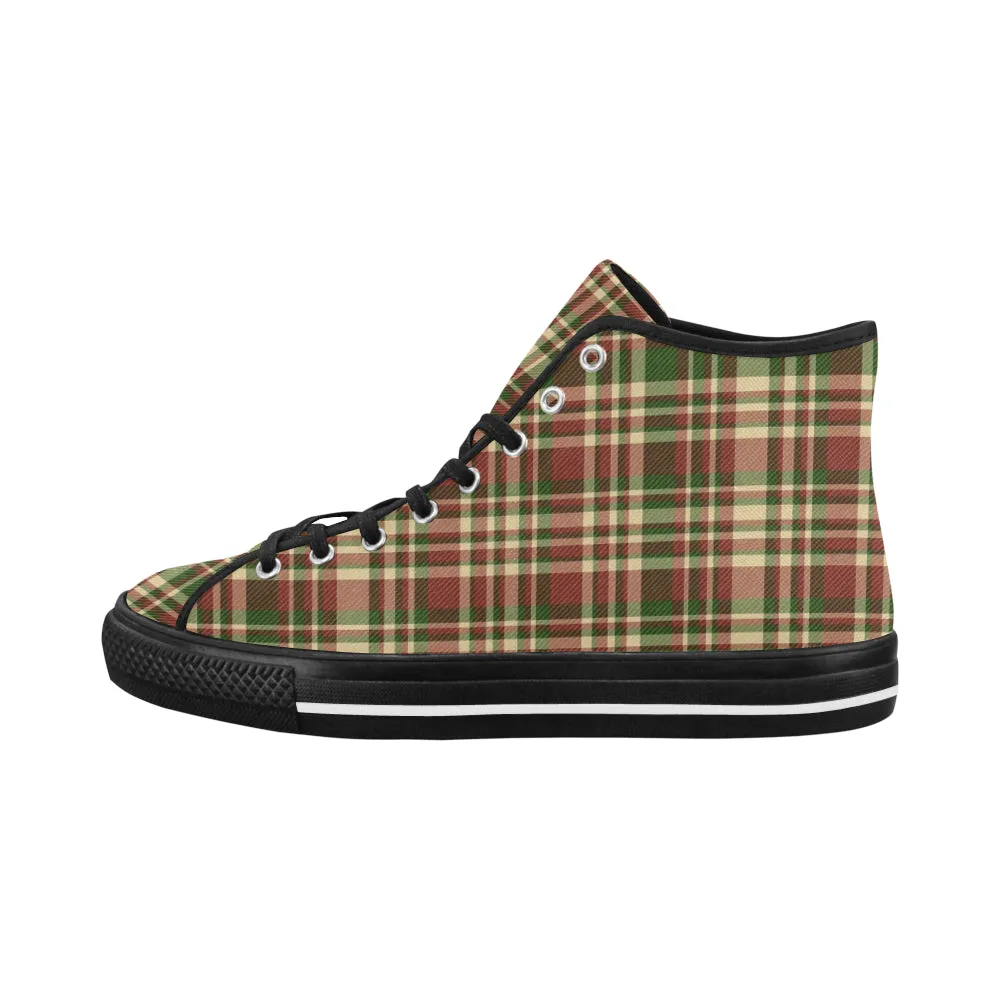Women's Plaids Christmas Print Canvas High Top Shoes