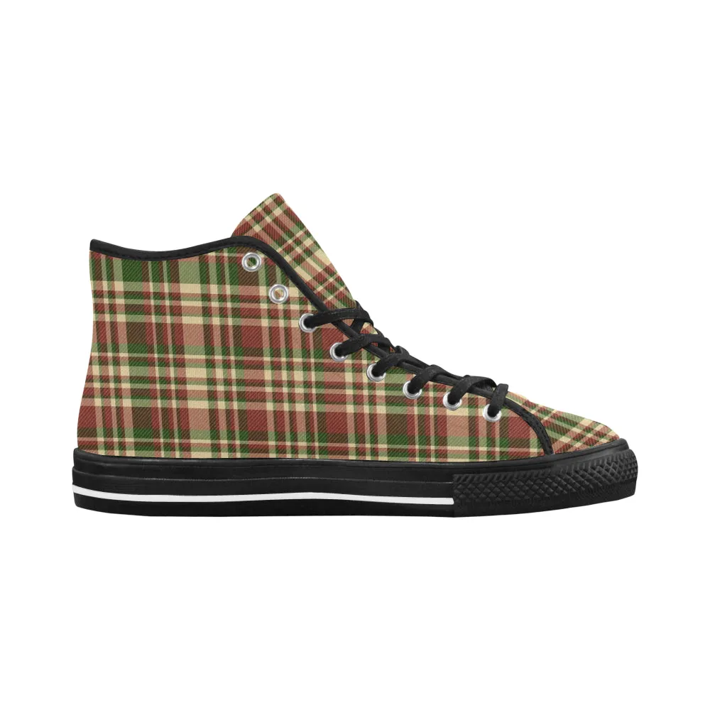 Women's Plaids Christmas Print Canvas High Top Shoes