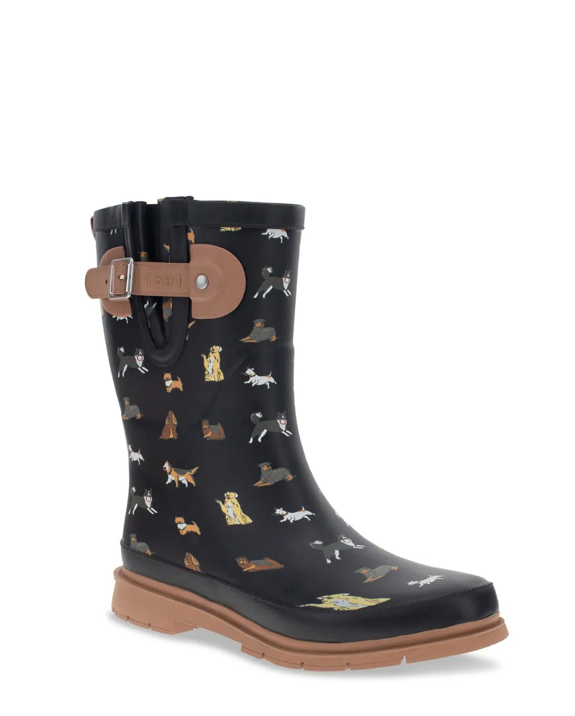 Women's Puppies and Pooches Mid Rain Boot - Black
